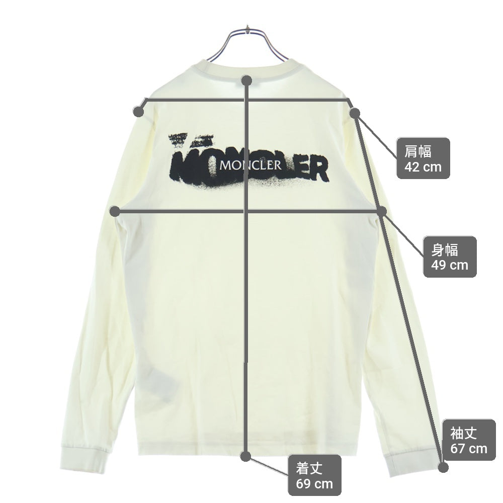 MONCLER(モンクレール) バックロゴプリント クルーネックコットン長袖Tシャツ カットソー ホワイト K20918D00001 89AUG