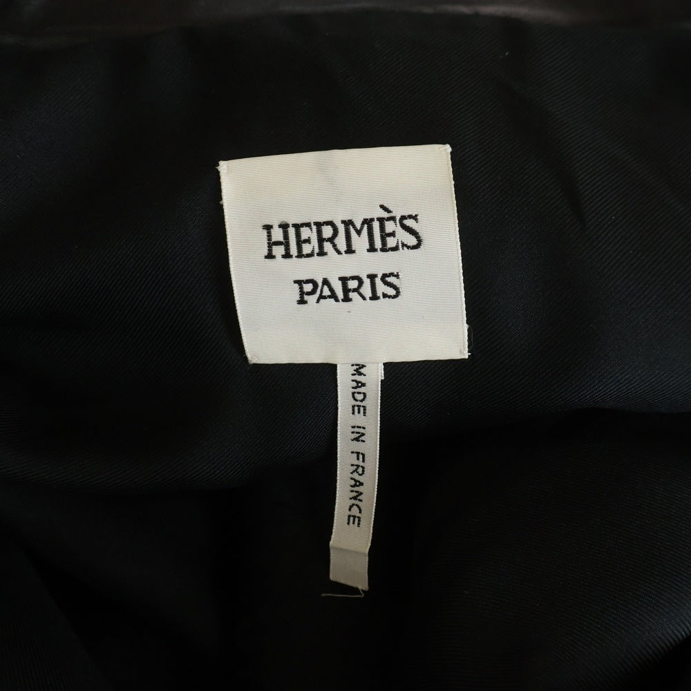HERMES(エルメス) 総柄デザインレザーロングコート ブラック H1E1114DZ レディース
