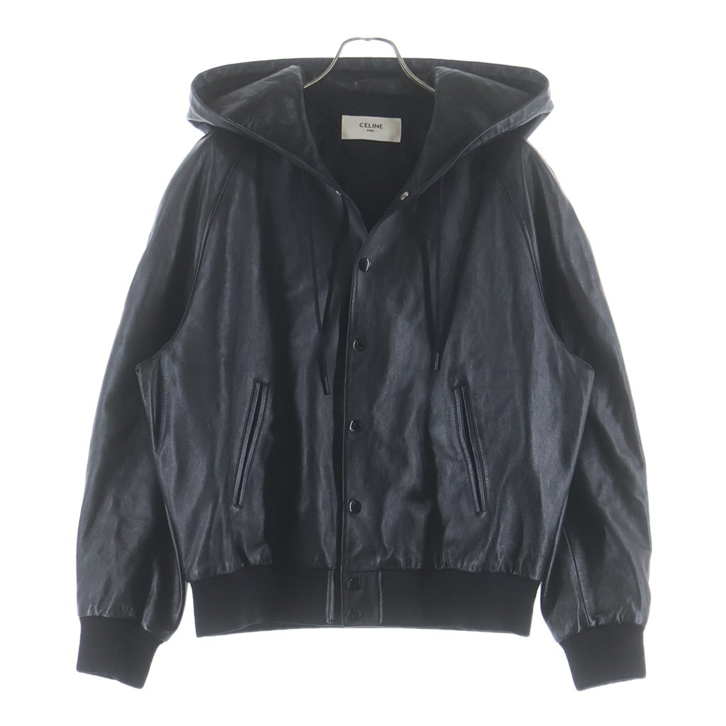 CELINE(セリーヌ) ソフトラムスキン レザー フードロゴ ジャケット ブラック 2EC25280D SAMPLE サンプル品