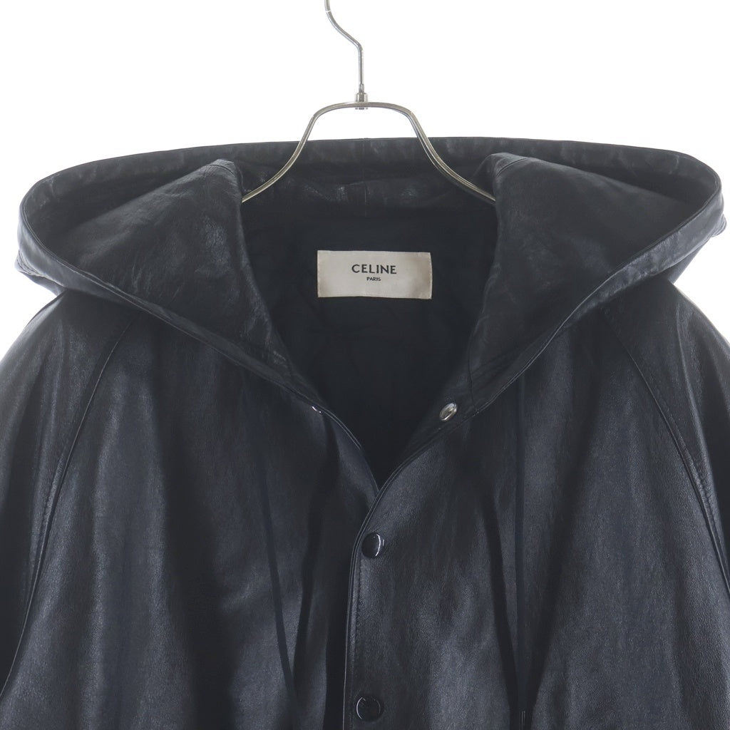 CELINE(セリーヌ) ソフトラムスキン レザー フードロゴ ジャケット ブラック 2EC25280D SAMPLE サンプル品