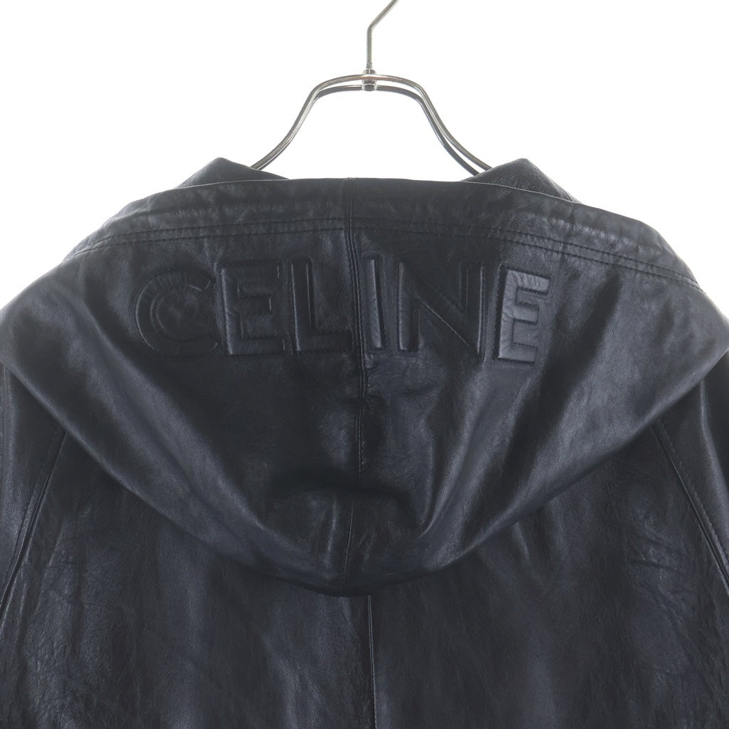 CELINE(セリーヌ) ソフトラムスキン レザー フードロゴ ジャケット ブラック 2EC25280D SAMPLE サンプル品