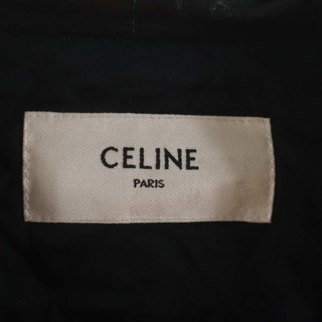 CELINE(セリーヌ) ソフトラムスキン レザー フードロゴ ジャケット ブラック 2EC25280D SAMPLE サンプル品