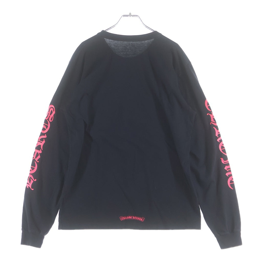 CHROME HEARTS(クロムハーツ) Old English Neck Logo Long Sleeve Tee オールドイングリッシュネックロゴ長袖Tシャツ カットソー ブラック/ピンク
