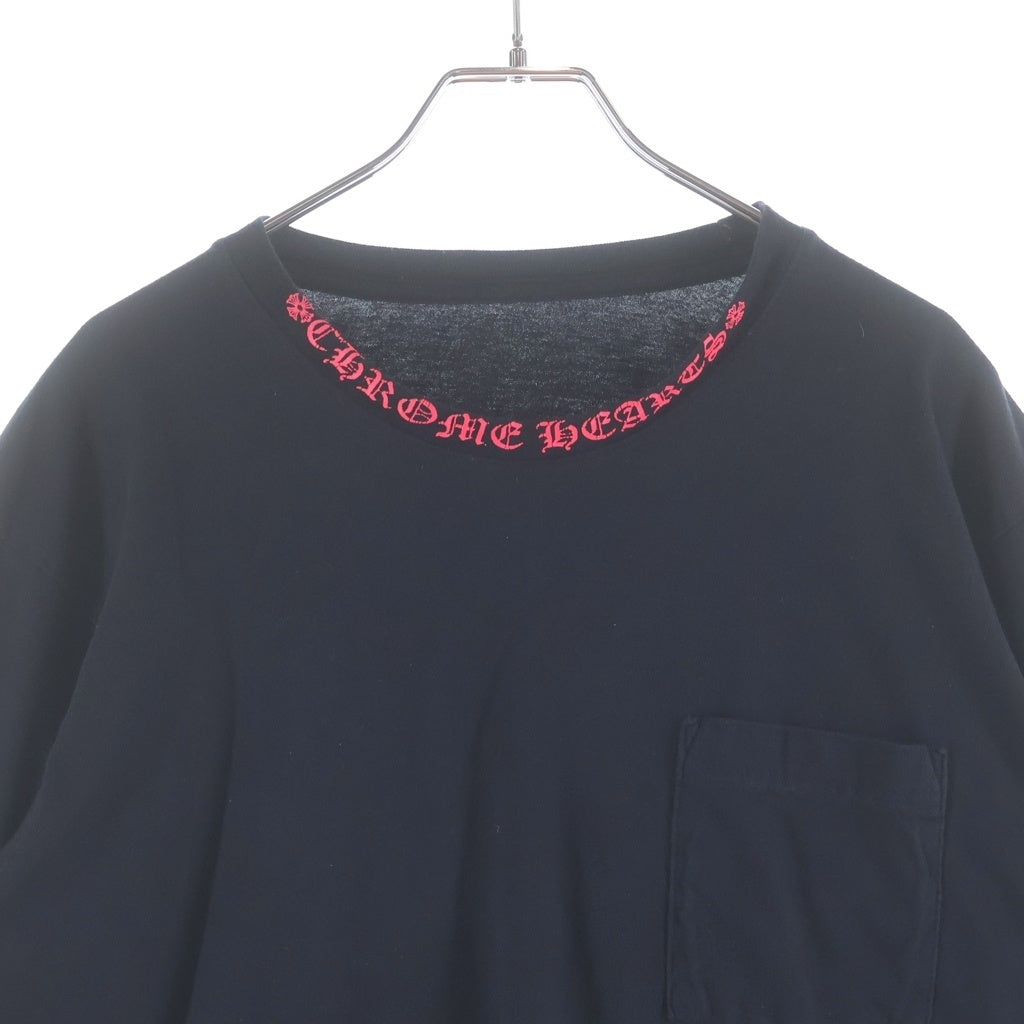 CHROME HEARTS(クロムハーツ) Old English Neck Logo Long Sleeve Tee オールドイングリッシュネックロゴ長袖Tシャツ カットソー ブラック/ピンク