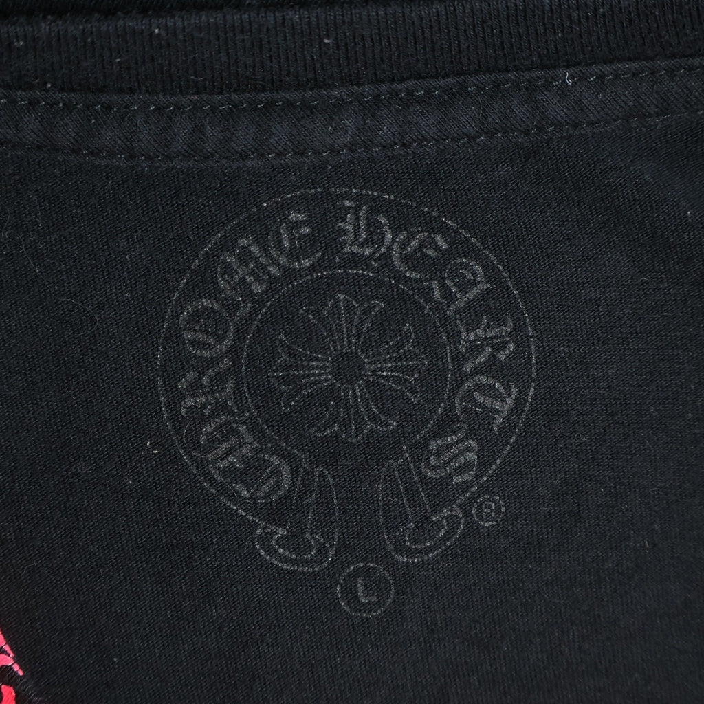 CHROME HEARTS(クロムハーツ) Old English Neck Logo Long Sleeve Tee オールドイングリッシュネックロゴ長袖Tシャツ カットソー ブラック/ピンク