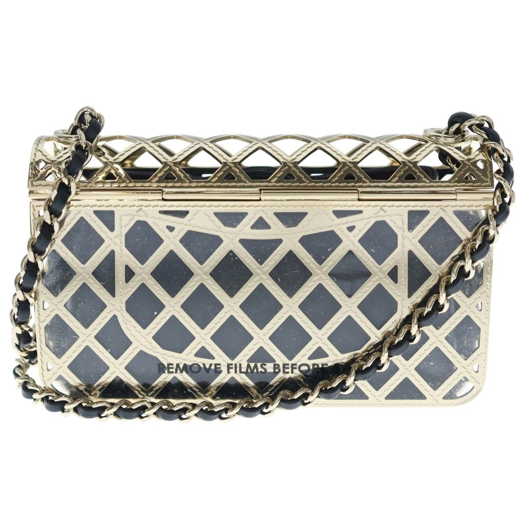 CHANEL(シャネル) ケージ フラップ メタル ミニ ショルダー イブニングバッグ ゴールド レディース