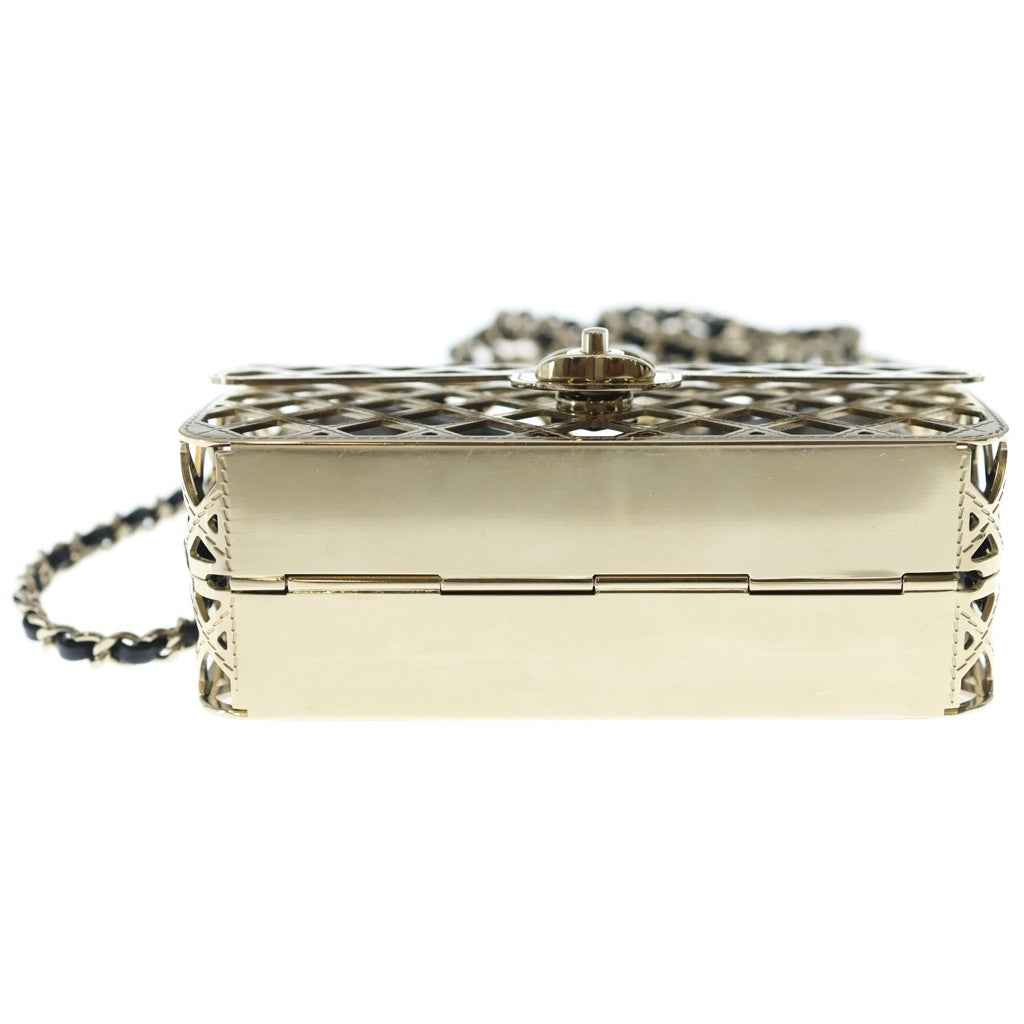 CHANEL(シャネル) ケージ フラップ メタル ミニ ショルダー イブニングバッグ ゴールド レディース