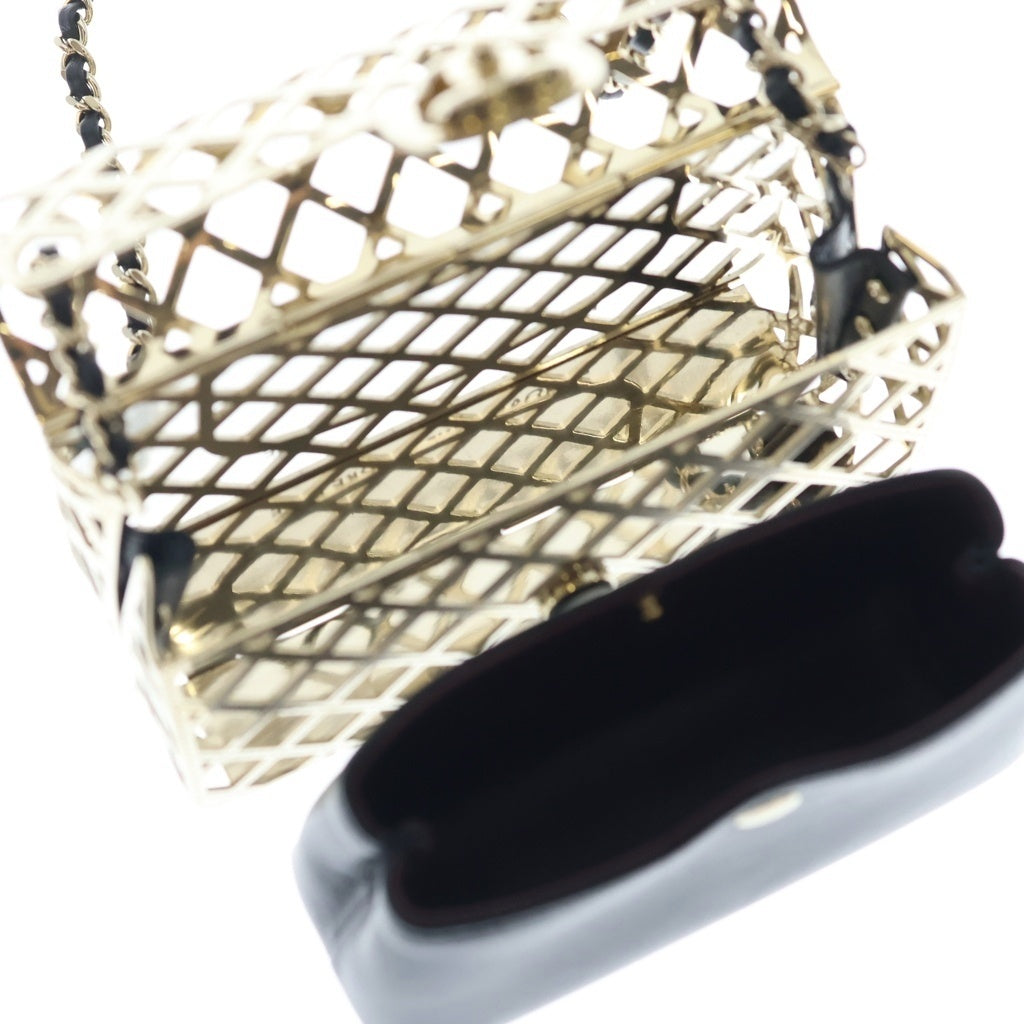 CHANEL(シャネル) ケージ フラップ メタル ミニ ショルダー イブニングバッグ ゴールド レディース
