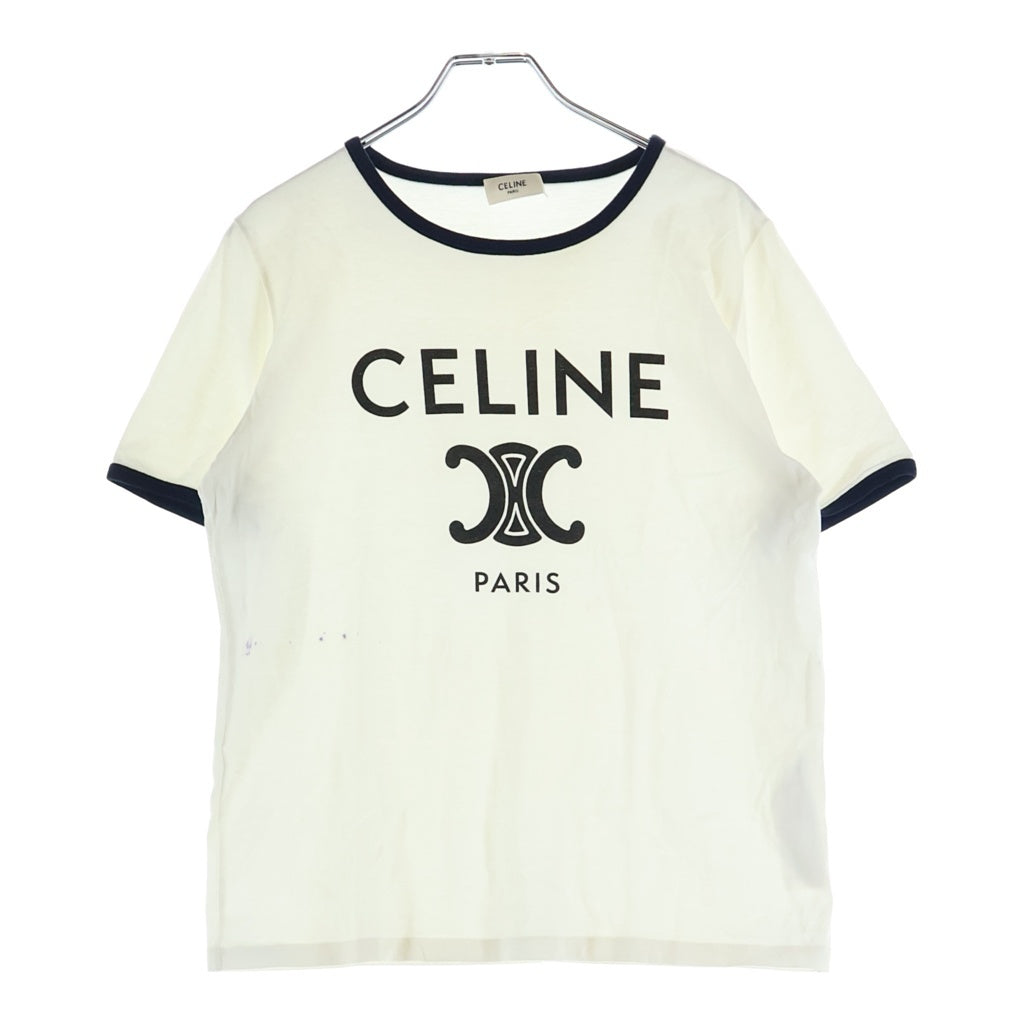 CELINE(セリーヌ) トリオンフ ロゴプリント クラシック クルーネック半袖Tシャツ カットソー 2X872671Q ホワイト レディース