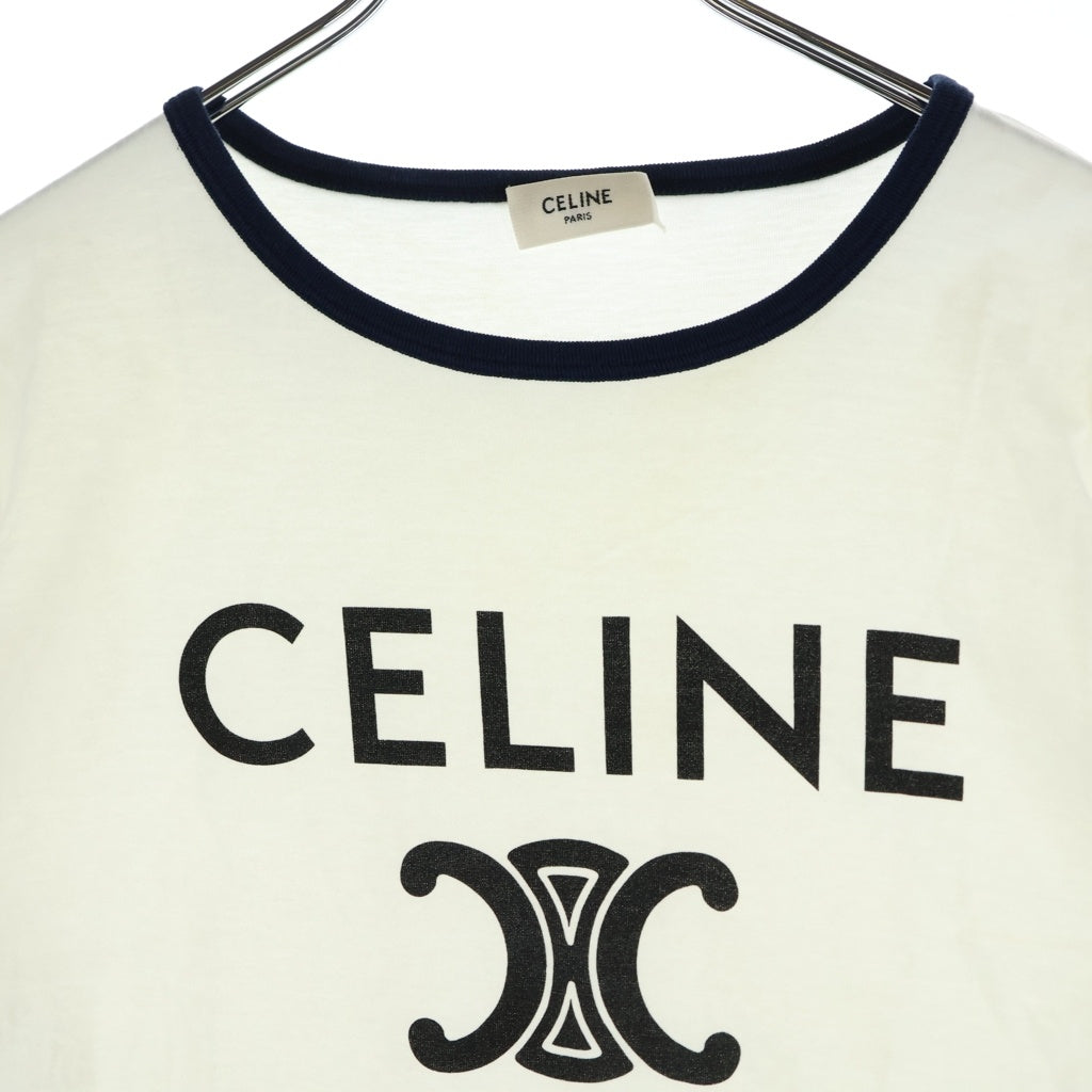 CELINE(セリーヌ) トリオンフ ロゴプリント クラシック クルーネック半袖Tシャツ カットソー 2X872671Q ホワイト レディース