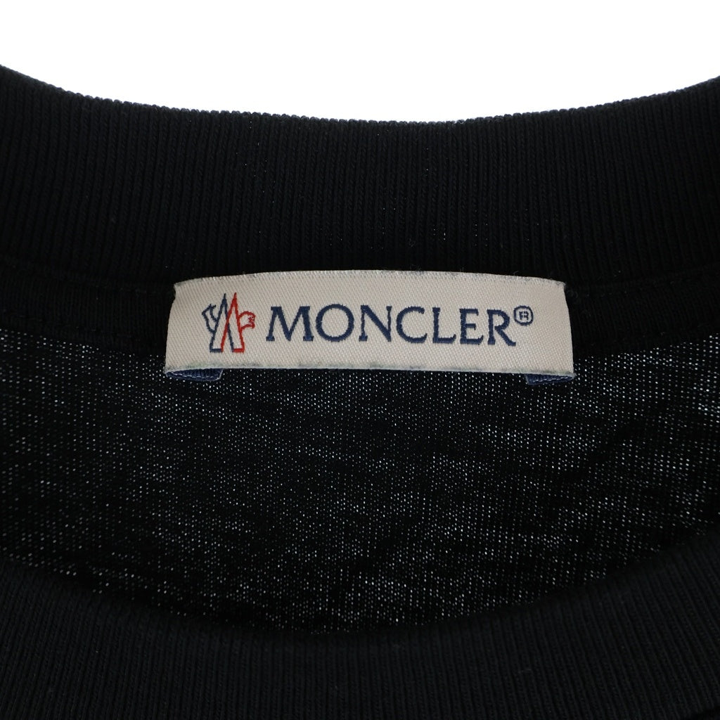 MONCLER(モンクレール) MAGLIA A MANICHE CORTE TEE マリアマニケコルケ ロゴプリント半袖Tシャツ カットソー ブラック レディース J20938C00016 829HP