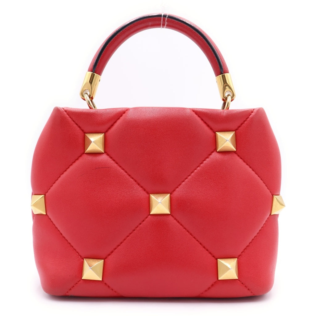 VALENTINO(ヴァレンティノ) カラヴァーニ ローマンスタッズ 2WAY レザーハンドバッグ チェーンショルダーバッグ レッド レディース