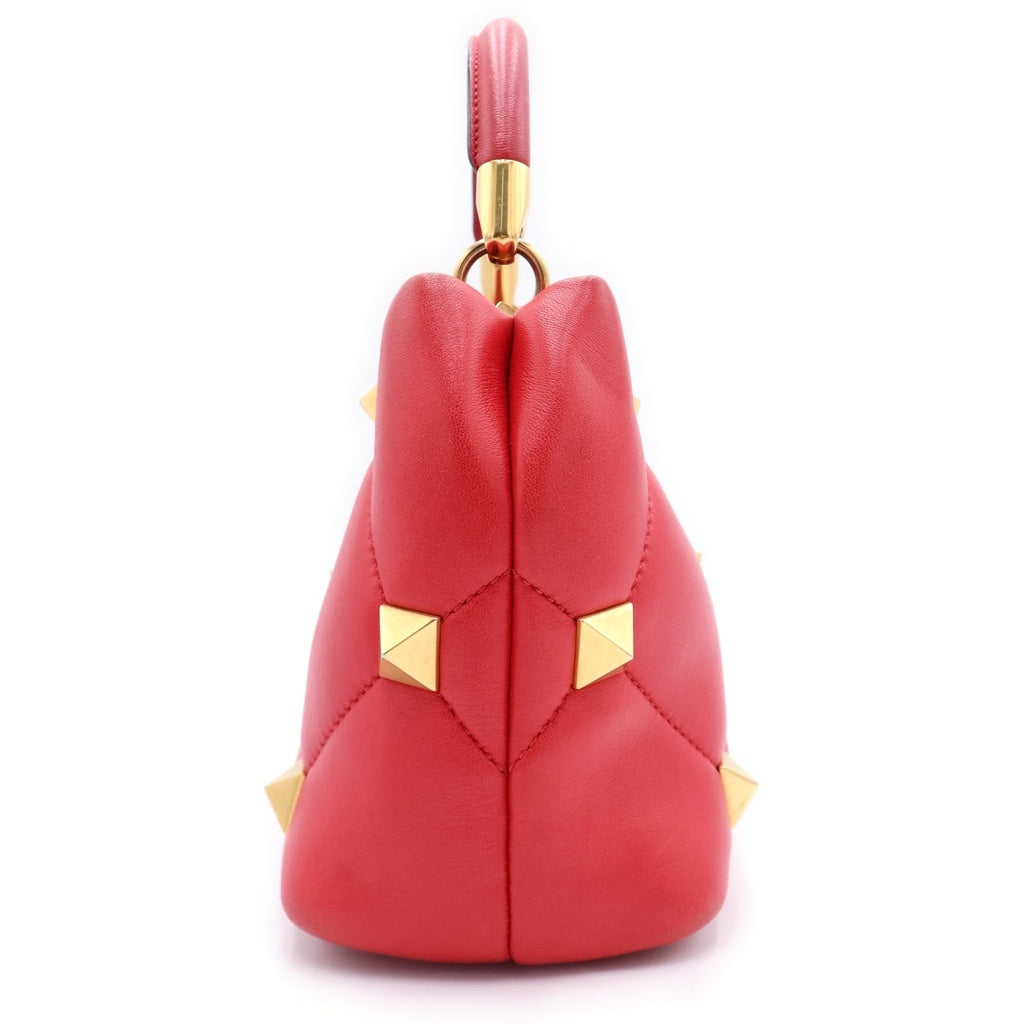 VALENTINO(ヴァレンティノ) カラヴァーニ ローマンスタッズ 2WAY レザーハンドバッグ チェーンショルダーバッグ レッド レディース