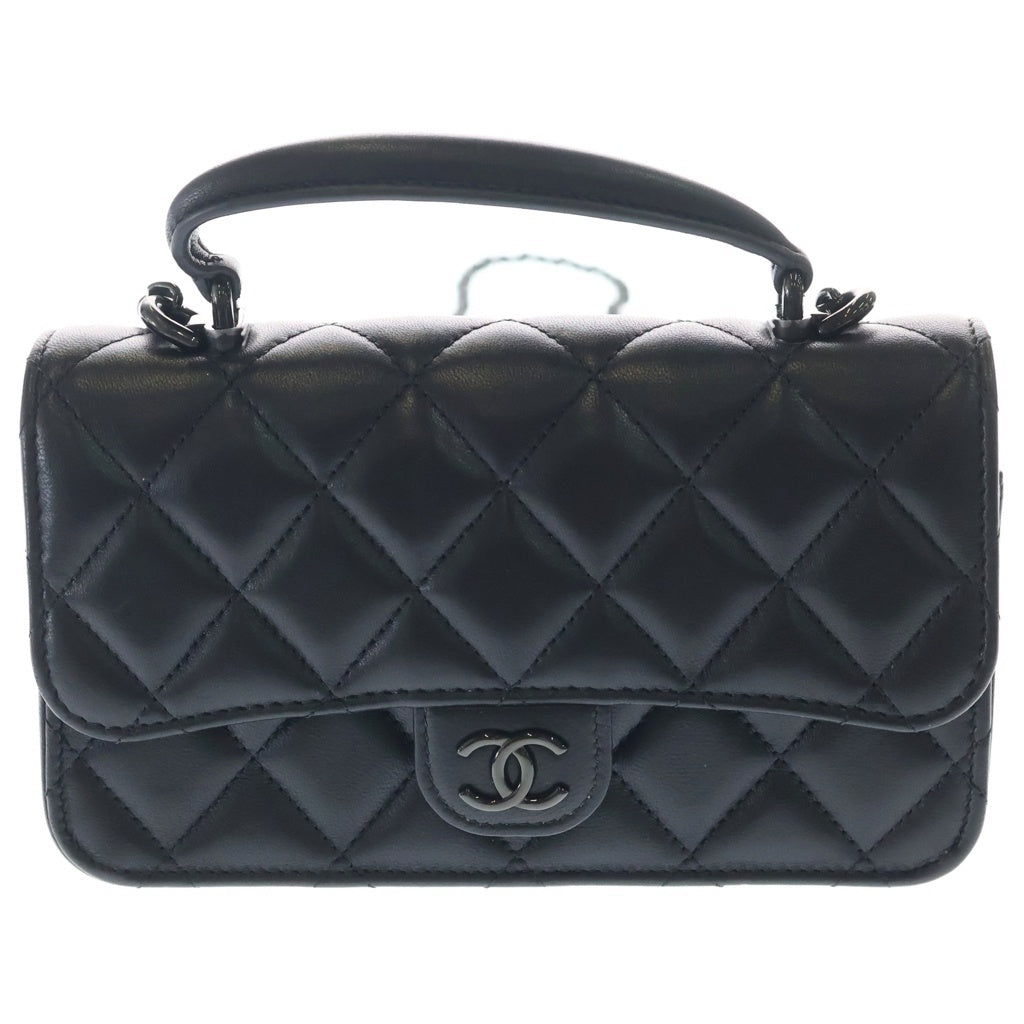 CHANEL(シャネル) マトラッセフラップフォンケース チェーンショルダーバックブラック AP3226 レディース