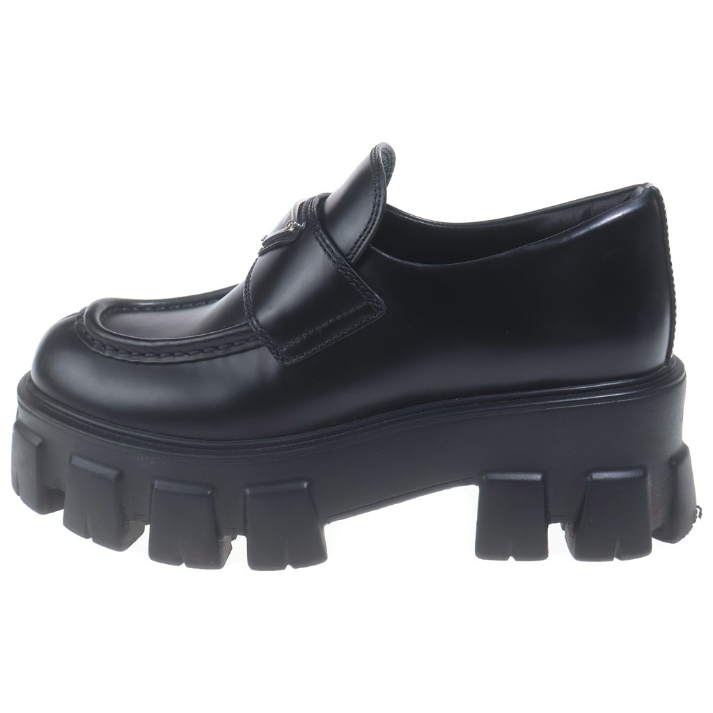 PRADA(プラダ) Monolith Brushed leather loafers モノリス ブラッシュドレザー ローカットローファー 1D649M ブラック レディース シューズ