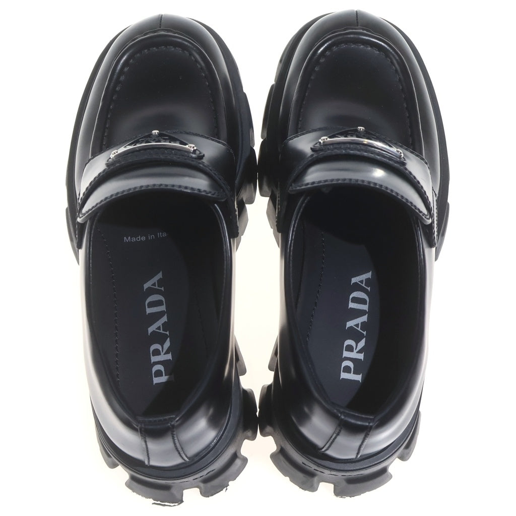 PRADA(プラダ) Monolith Brushed leather loafers モノリス ブラッシュドレザー ローカットローファー 1D649M ブラック レディース シューズ