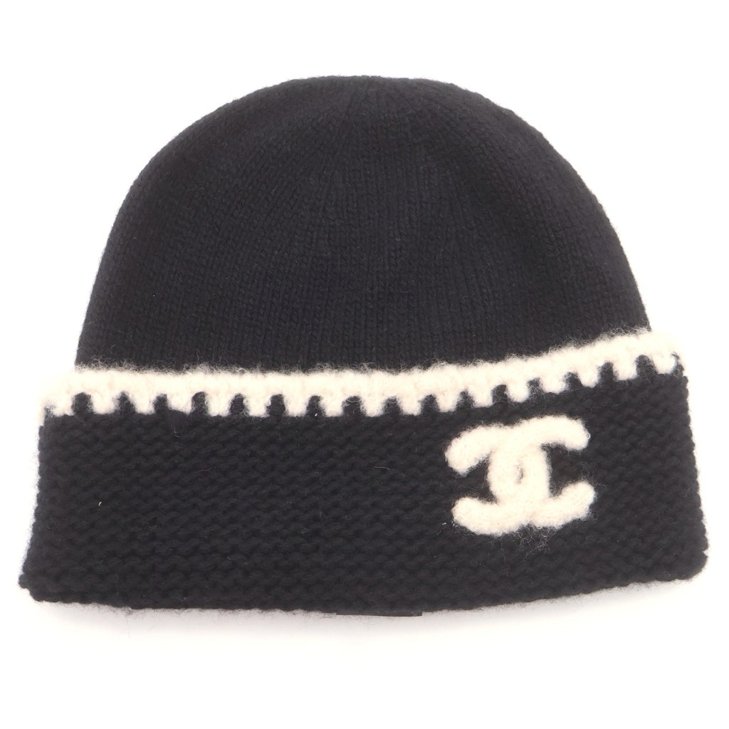 CHANEL(シャネル) ココマーク カシミアビーニー ニット帽子 ブラック/ホワイト レディース AA9203
