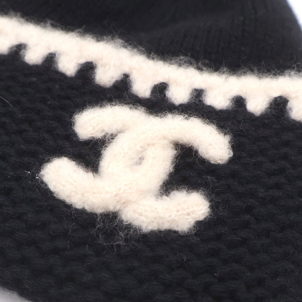 CHANEL(シャネル) ココマーク カシミアビーニー ニット帽子 ブラック/ホワイト レディース AA9203
