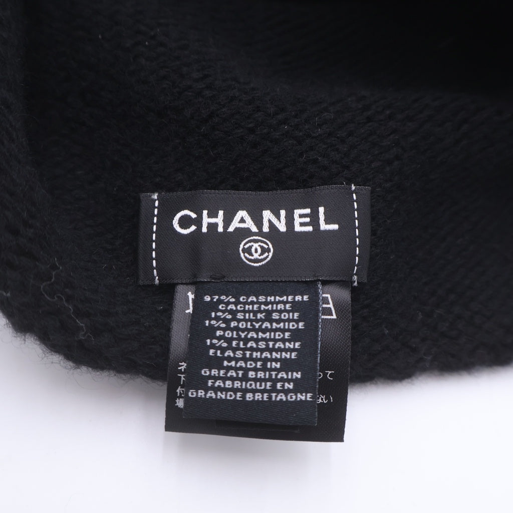 CHANEL(シャネル) ココマーク カシミアビーニー ニット帽子 ブラック/ホワイト レディース AA9203