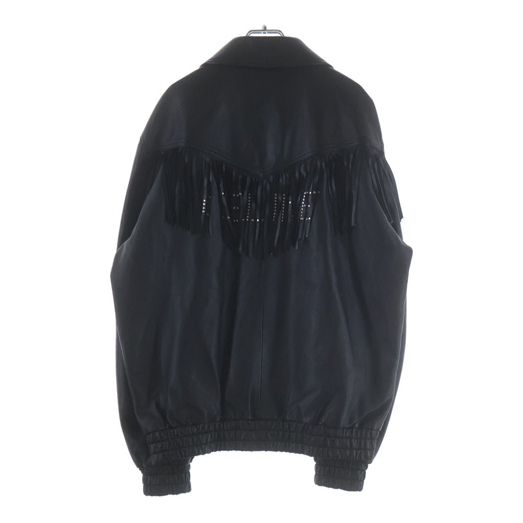 CELINE(セリーヌ) 22SS ラムスキン フリンジスタッズ ジップアップ レザージャケット ブラック 2EB53280D