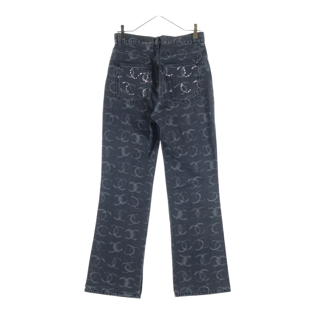 CHANEL(シャネル) 23SS ココマークスパンコールデザインデニムパンツ ブラック P75555V67155 レディース