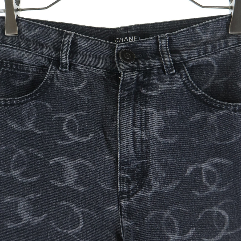 CHANEL(シャネル) 23SS ココマークスパンコールデザインデニムパンツ ブラック P75555V67155 レディース