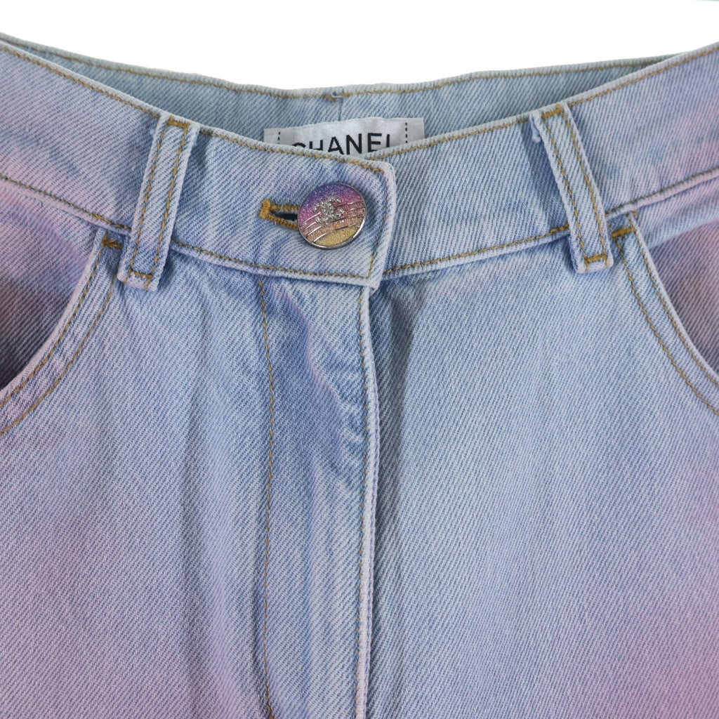 CHANEL(シャネル) 24C ココマークボタン ワイドデニムパンツ インディゴ/ピンク P76402V68290 レディース