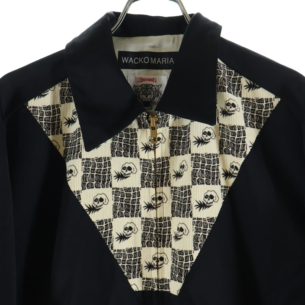 WACKO MARIA(ワコマリア) ×WOLF'S HEAD ×ウルフズヘッド 26SS 50'S JACKET スカル切替 スウィングトップ ジャケットWOLFSHEAD-WM-BL20 ブラック
