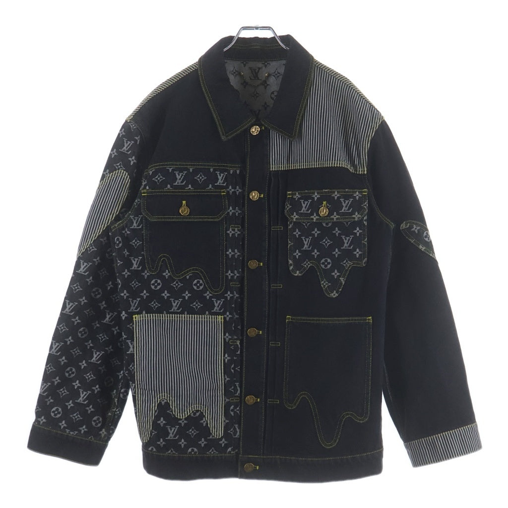 LOUIS VUITTON(ルイヴィトン) 22SS ×NIGO MONOGRAM CRAZY DENIM JACKET ニゴ モノグラム クレイジー ワークウエアデニムジャケット ブラック RM221M UZD HMA20E