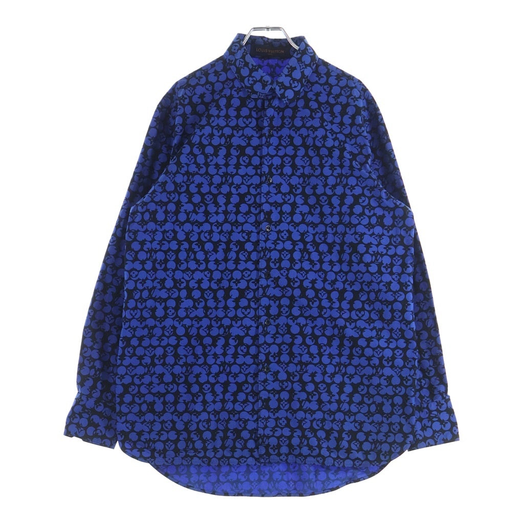 LOUIS VUITTON(ルイヴィトン) 19AW パーフォレーテッド モノグラムパターン DNA レギュラーカラー 長袖シャツ ブルー RM192M ORS HHS20W