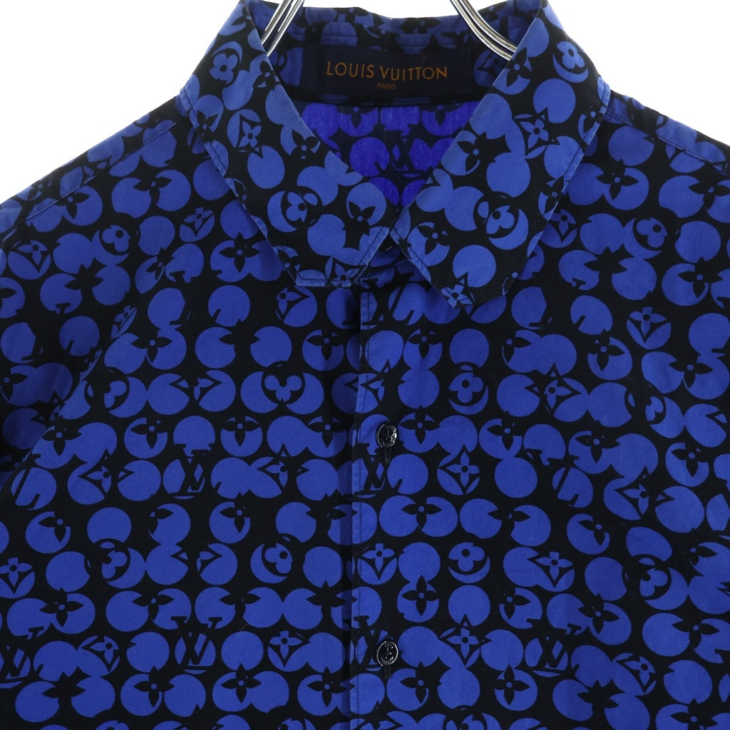 LOUIS VUITTON(ルイヴィトン) 19AW パーフォレーテッド モノグラムパターン DNA レギュラーカラー 長袖シャツ ブルー RM192M ORS HHS20W