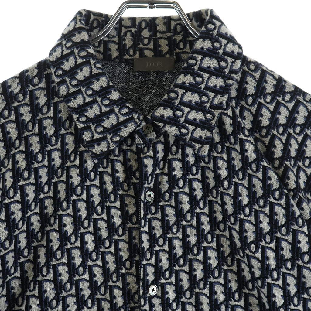 DIOR(ディオール) 20SS Oblique Overshirt 総柄オブリークロゴ 長袖コットンシャツ グレー/ネイビー 023M550AT099