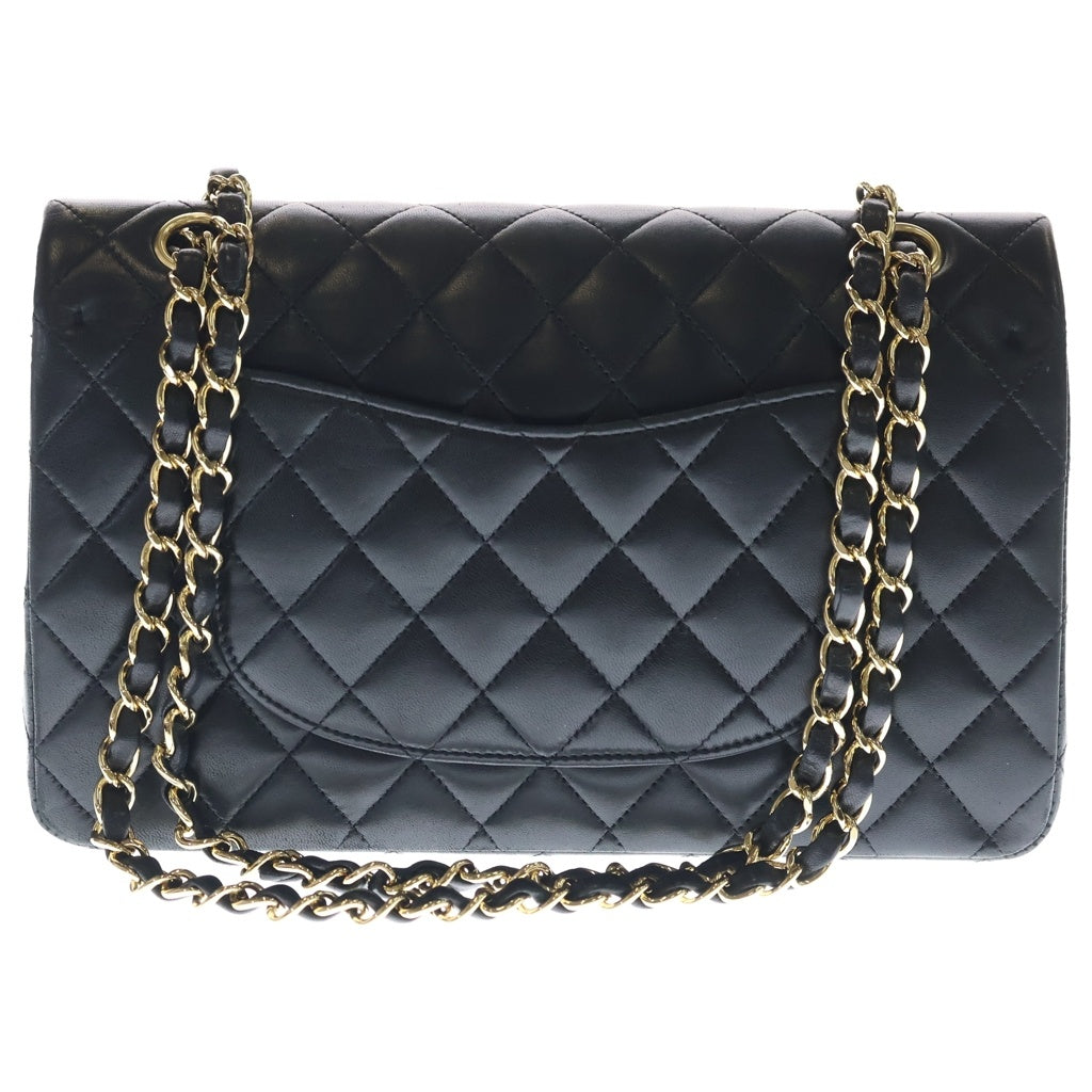 CHANEL(シャネル) 11.12 マトラッセ25 ダブルフラップ ダブルチェーン クラシック ショルダーバック ラムスキン ゴールド金具 12番台 ブラック A01112 レディース