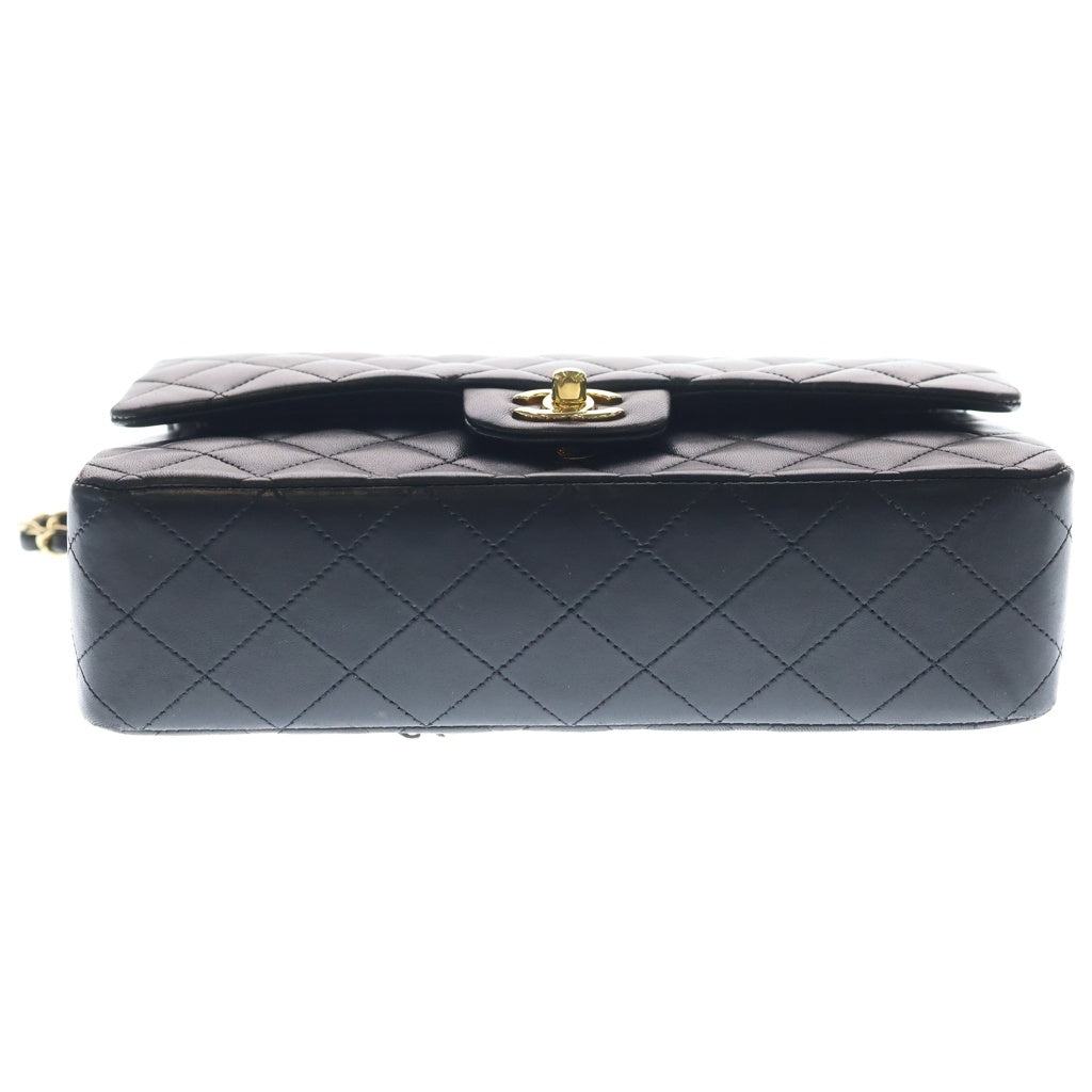 CHANEL(シャネル) 11.12 マトラッセ25 ダブルフラップ ダブルチェーン クラシック ショルダーバック ラムスキン ゴールド金具 12番台 ブラック A01112 レディース