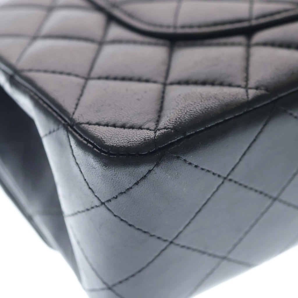 CHANEL(シャネル) 11.12 マトラッセ25 ダブルフラップ ダブルチェーン クラシック ショルダーバック ラムスキン ゴールド金具 12番台 ブラック A01112 レディース