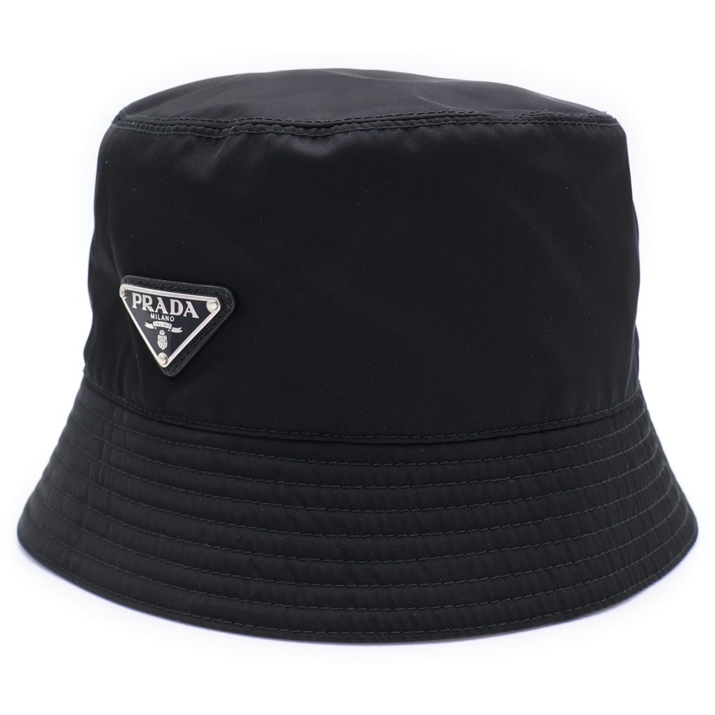 PRADA(プラダ) Re Nylon CAP リナイロン トライアングルロゴプレート バケットハット 帽子 ブラック 2HC137