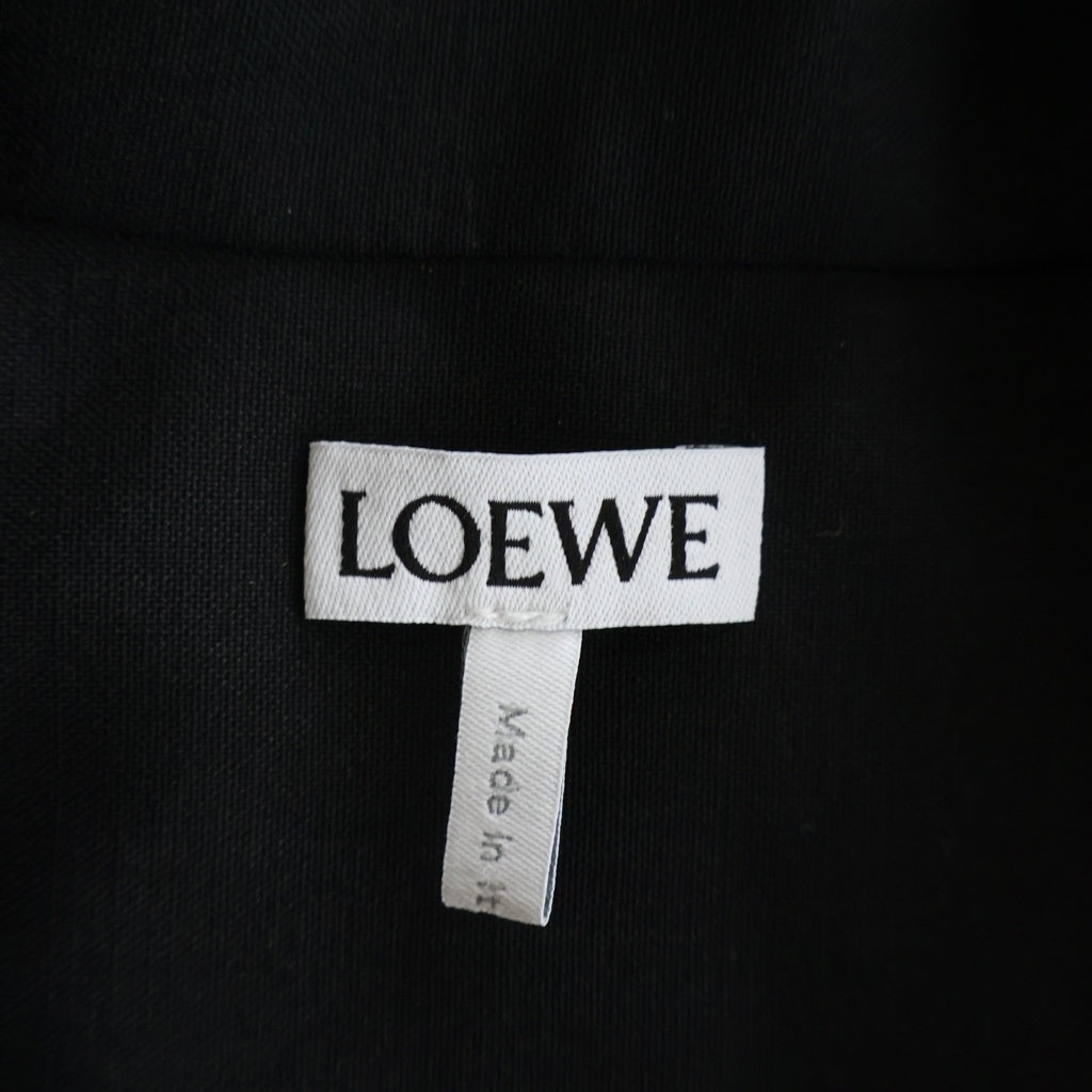 LOEWE(ロエベ) ロゴエンブロイダリー ショートスリーブ オープンカラー 半袖 開襟シャツ ブラック H526Y05B6