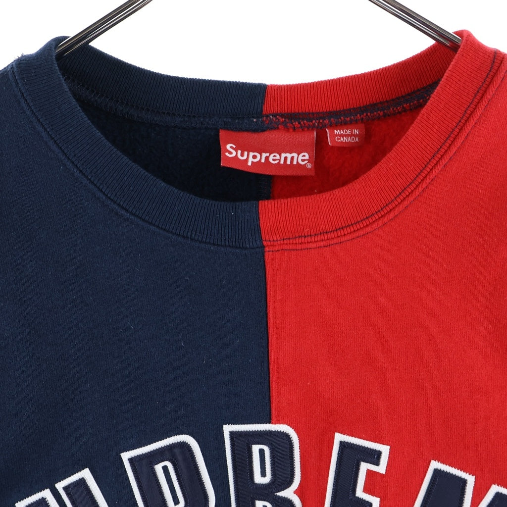 SUPREME(シュプリーム) 18AW Split Crewneck Sweatshirt スプリット クルーネック バイカラー スウェットトレーナー ネイビー/レッド