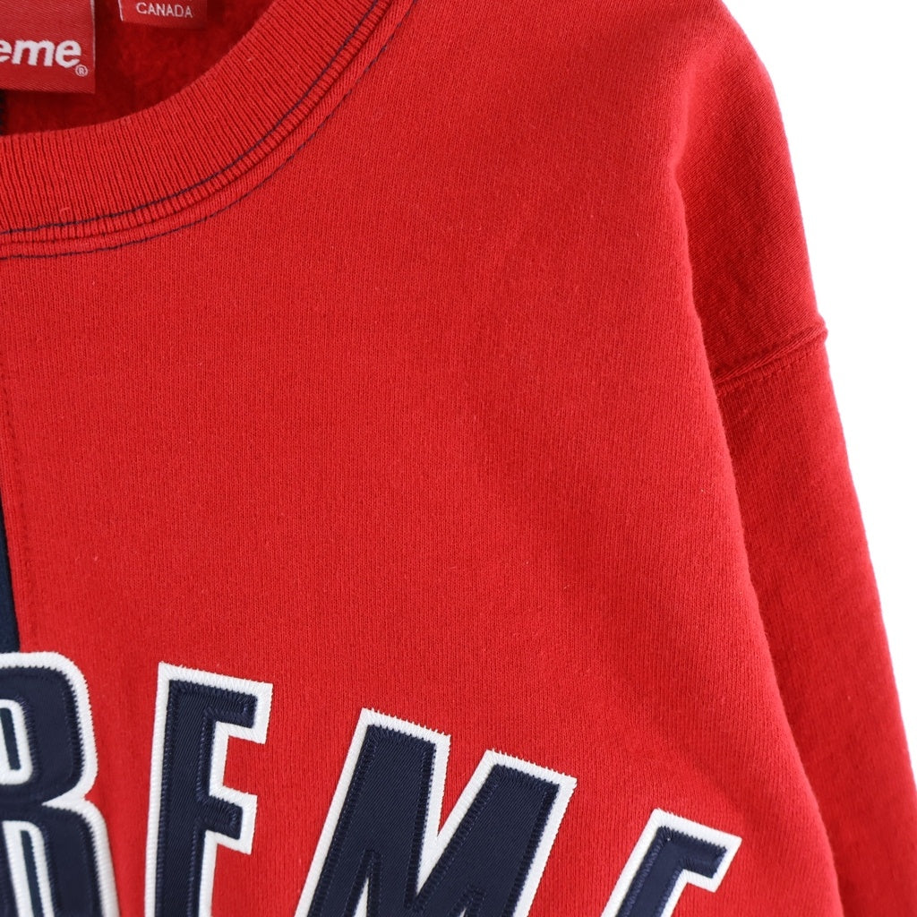 SUPREME(シュプリーム) 18AW Split Crewneck Sweatshirt スプリット クルーネック バイカラー スウェットトレーナー ネイビー/レッド