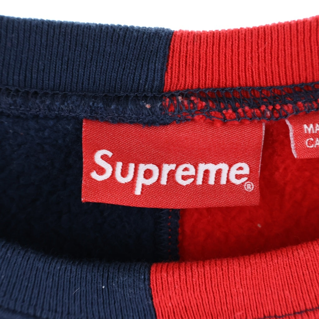 SUPREME(シュプリーム) 18AW Split Crewneck Sweatshirt スプリット クルーネック バイカラー スウェットトレーナー ネイビー/レッド