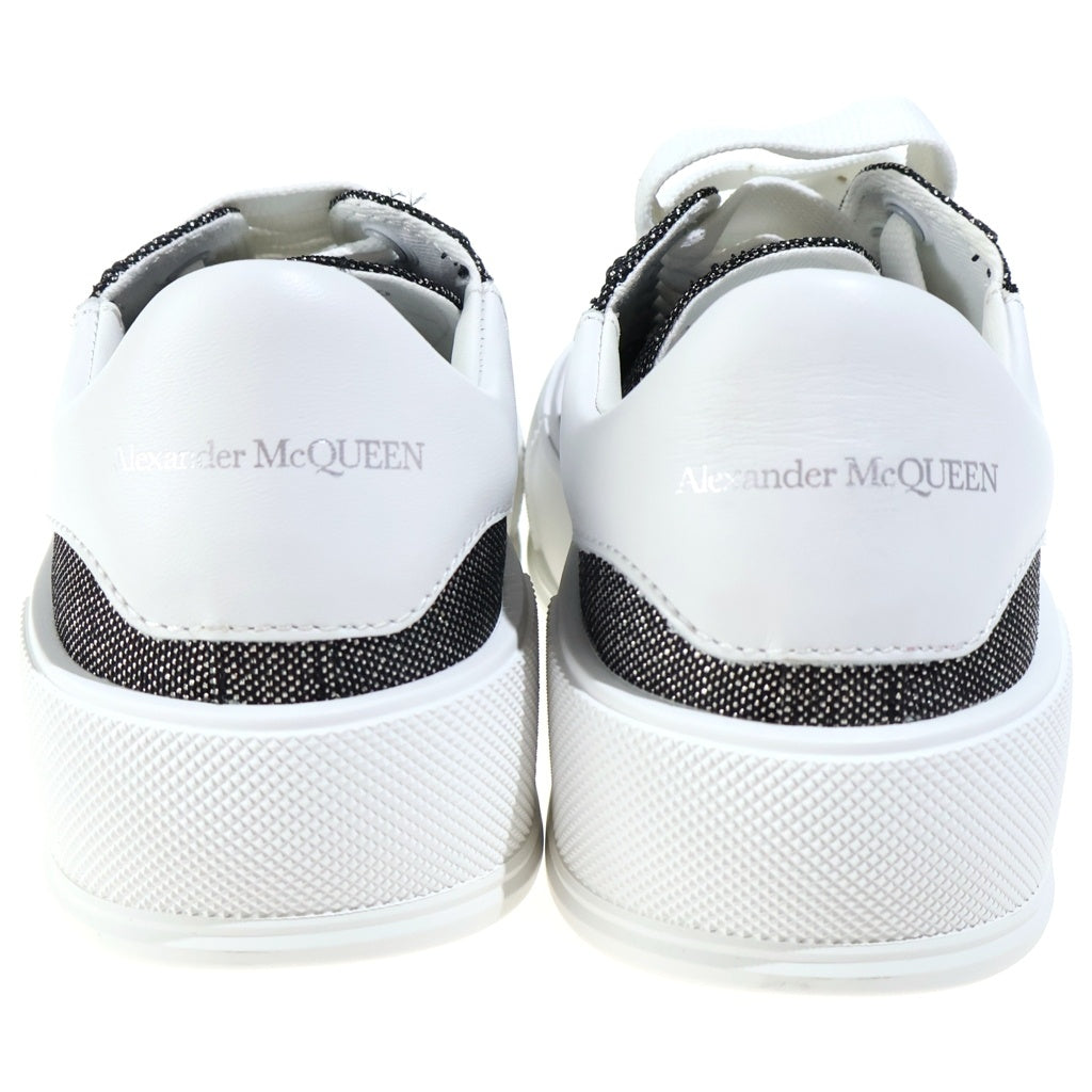 Alexander McQueen(アレキサンダーマックイーン) グリッター キャンバス レースアップ デッキ スケート スニーカー レディース ホワイト/シルバー 697120