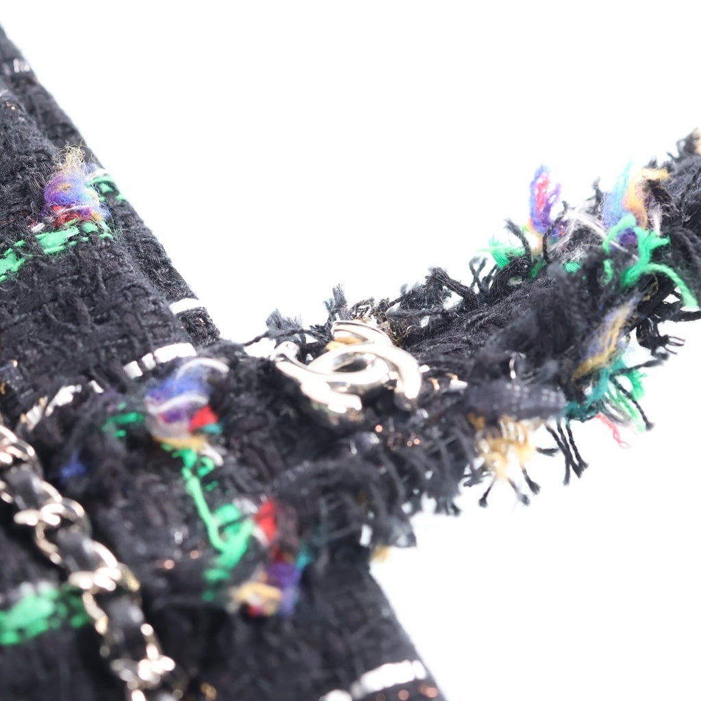 CHANEL(シャネル) ココマーク プレート付き ツイードトートバッグ ブラック/グリーン 94646 レディース