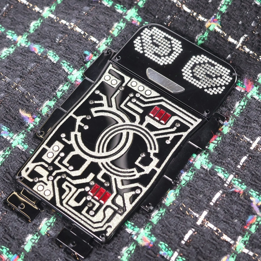 CHANEL(シャネル) ココマーク プレート付き ツイードトートバッグ ブラック/グリーン 94646 レディース