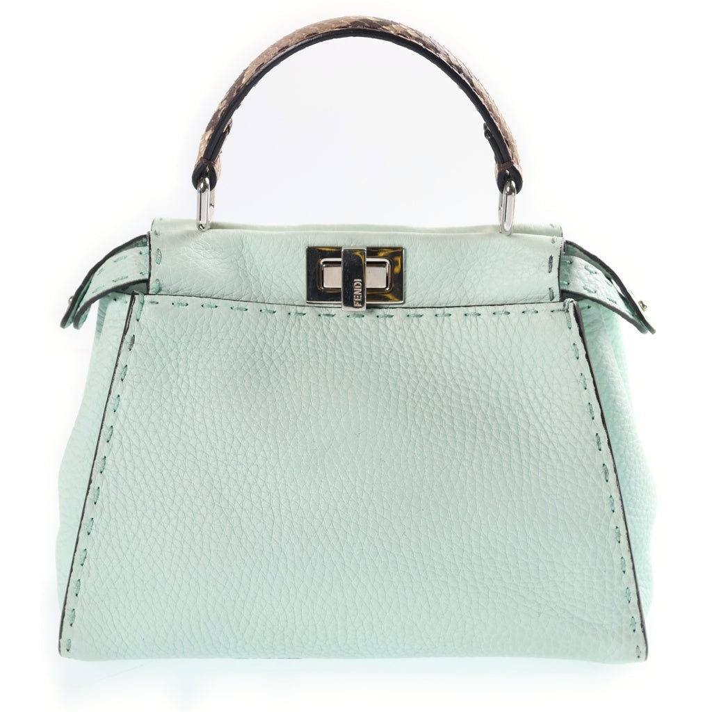 FENDI(フェンディ) ピーカブー ミニ セレリア パイソン ハンドショルダーバッグ ブルー系 レディース