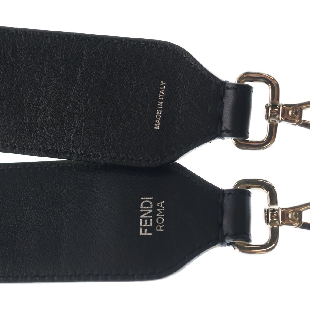 FENDI(フェンディ) ズッカ柄 ショルダーストラップ ブラック/ベージュ シルバー金具 レディース