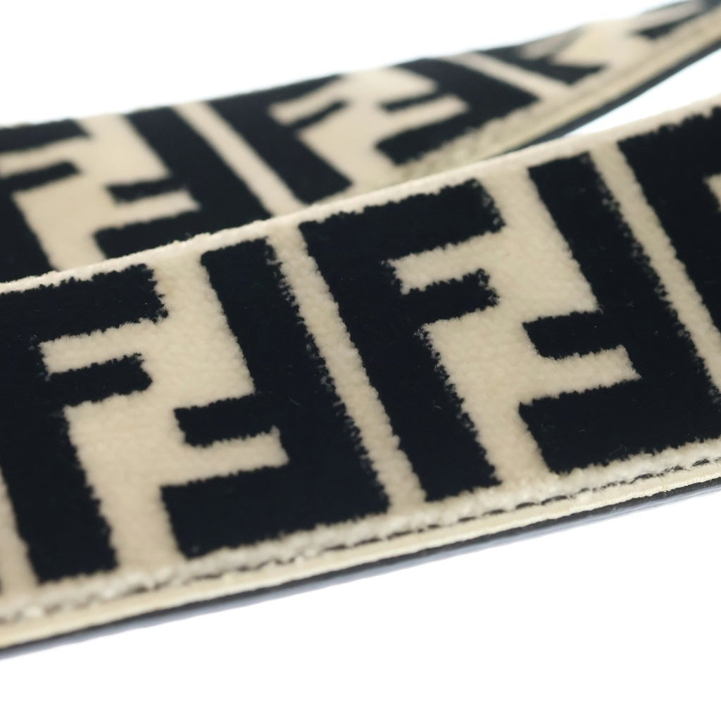 FENDI(フェンディ) ズッカ柄 ショルダーストラップ ブラック/ベージュ シルバー金具 レディース
