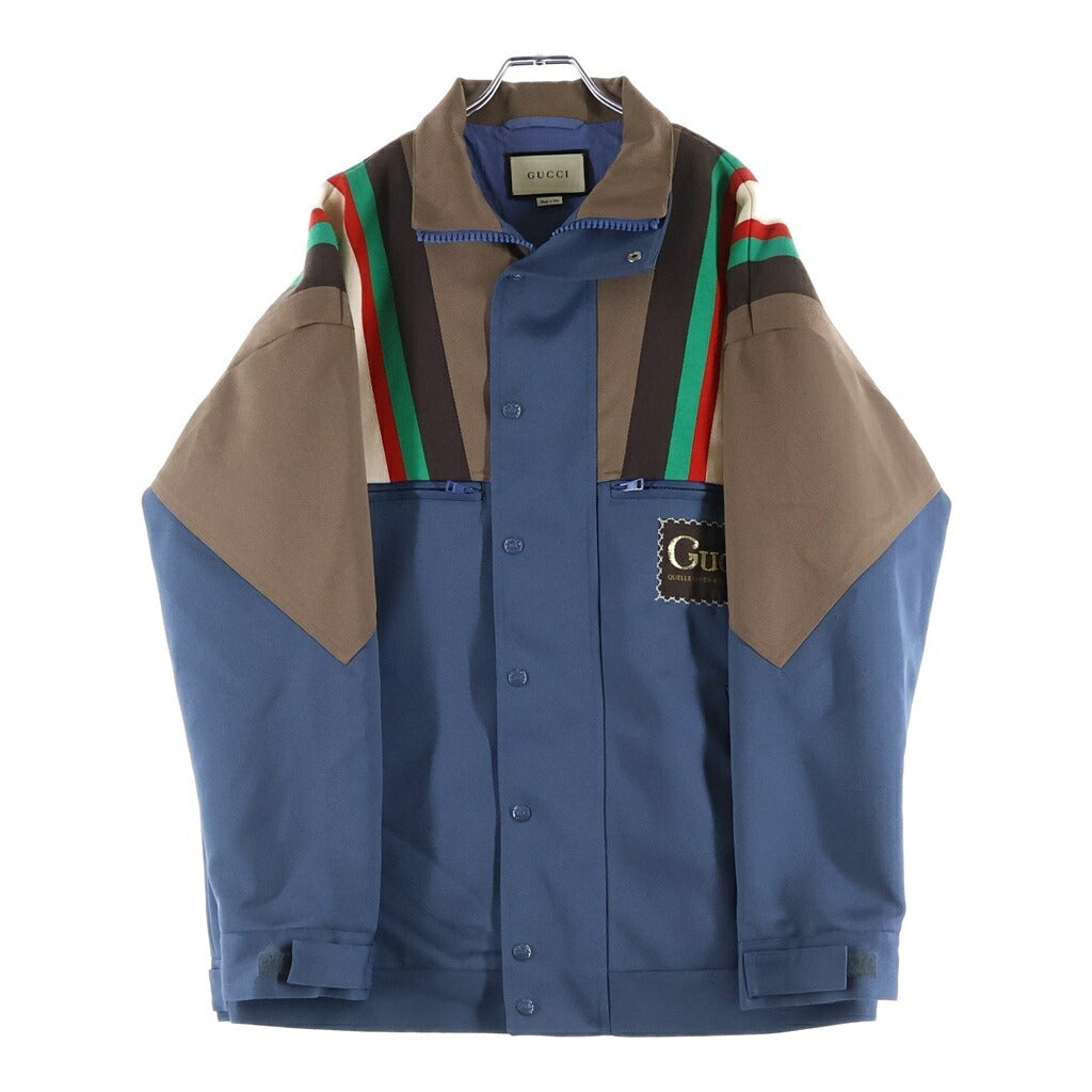 GUCCI(グッチ) 20SS シェリーライン ドリルジップアップ ブルゾン ジャケット ネイビー/ブラウン 614483 Z4203