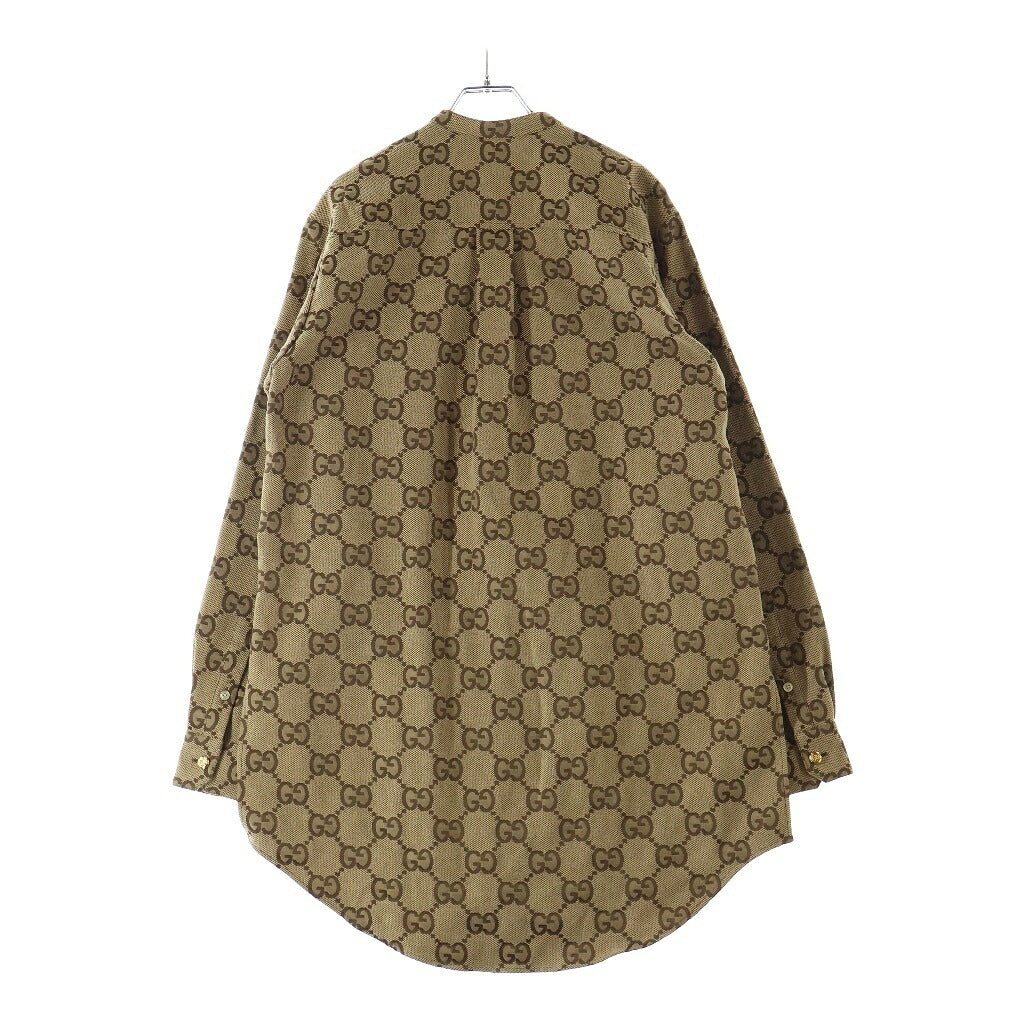 GUCCI(グッチ) マキシGG総柄スタンドカラーキャンバス長袖シャツ ベージュ 669337 ZAHT5
