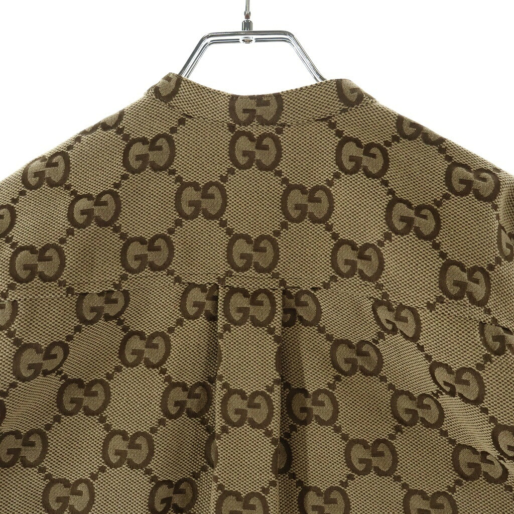 GUCCI(グッチ) マキシGG総柄スタンドカラーキャンバス長袖シャツ ベージュ 669337 ZAHT5