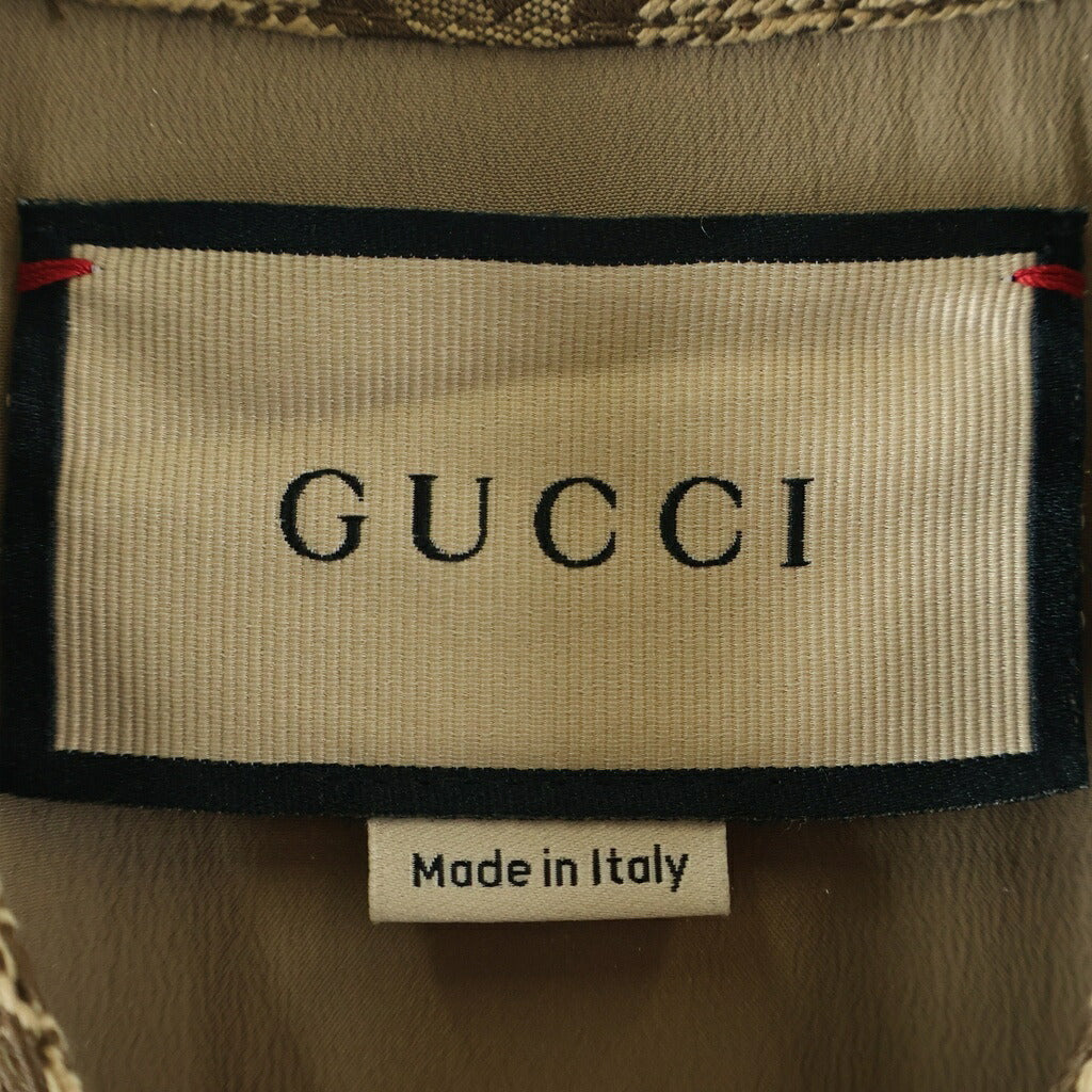 GUCCI(グッチ) マキシGG総柄スタンドカラーキャンバス長袖シャツ ベージュ 669337 ZAHT5